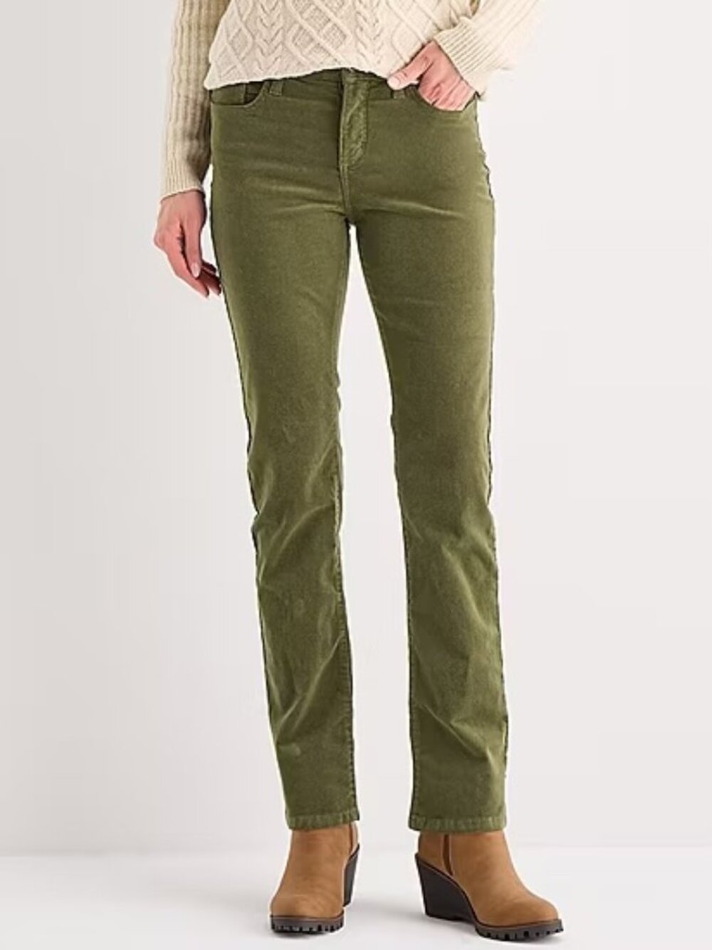 St. John's Bay Womens Mid Rise Straight Corduroy Pant - Green/Oregano  14p 1